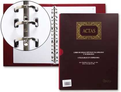 libro de hojas intercambiables para actas