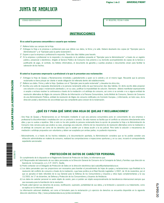 Nuevo Libro De Reclamaciones De JUNTA DE COMUNIDADES DE ANDALUC A Me Nuevo Libro De Reclamaciones De JUNTA DE COMUNIDADES DE ANDALUC A Me