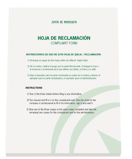 Nuevo libro de reclamaciones de consumo JUNTA DE COMUNIDADES DE ANDALUCIA 2019